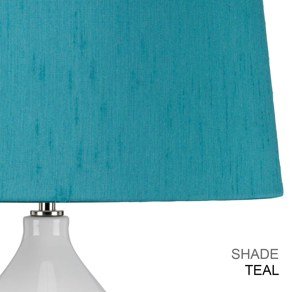 Elstead Isla 1 Light Table Lamp - White, Polished Nickel & Blue