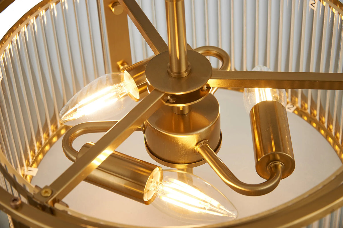 Fabula Jennifer Round Flush/Semi / Convertible Pendant Light – Brass & Clear Glass