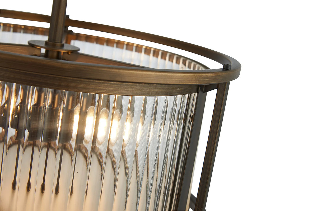Fabula Jennifer Round Flush/Semi / Convertible Pendant Light – Bronze & Clear Glass
