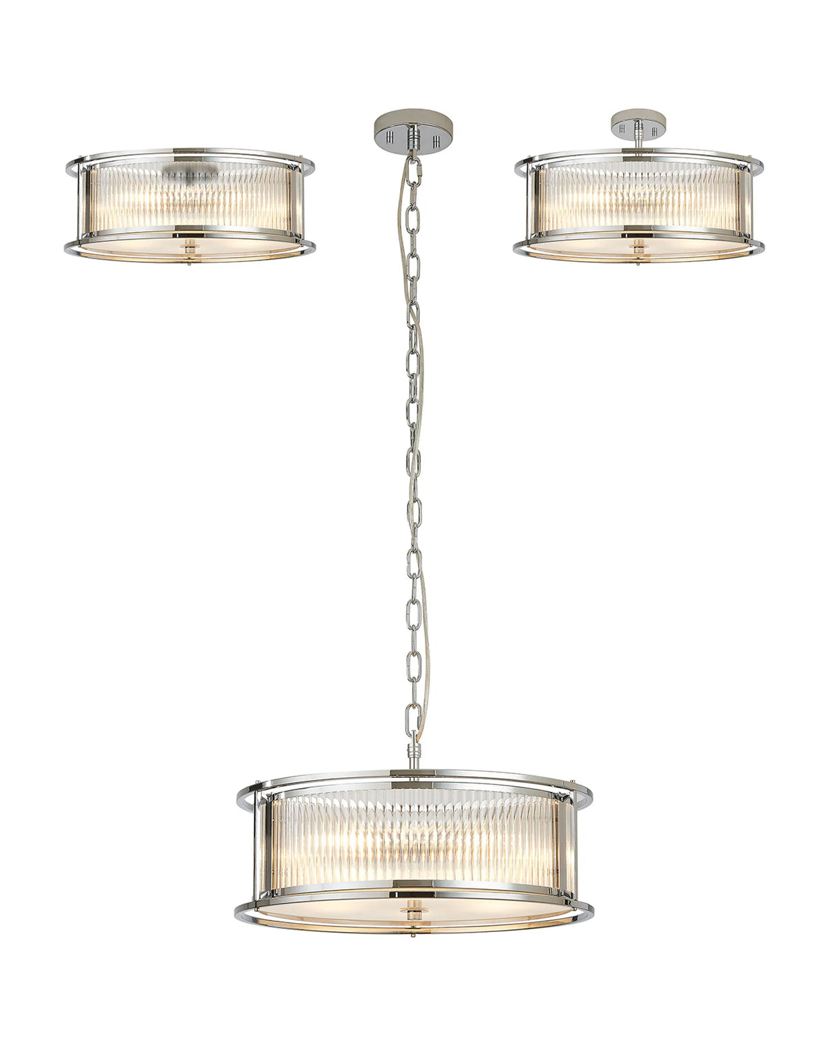 Fabula Jennifer Round Flush/Semi / Convertible Pendant Light – Polished Chrome & Clear Glass 50 cm