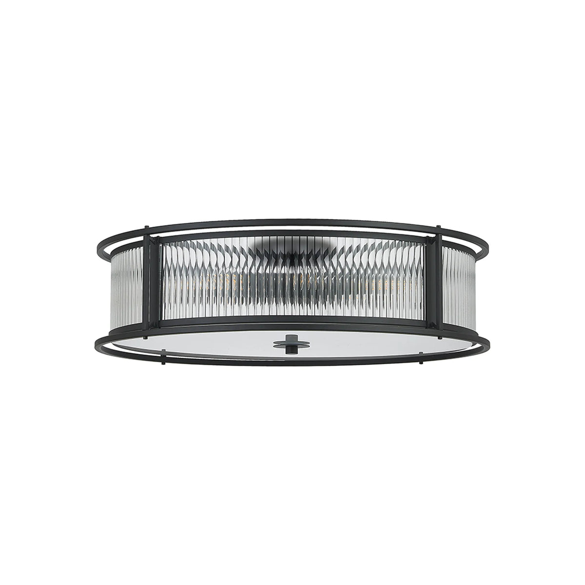 Fabula Jennifer Round Flush/Semi / Convertible Pendant Light – Black & Clear Glass