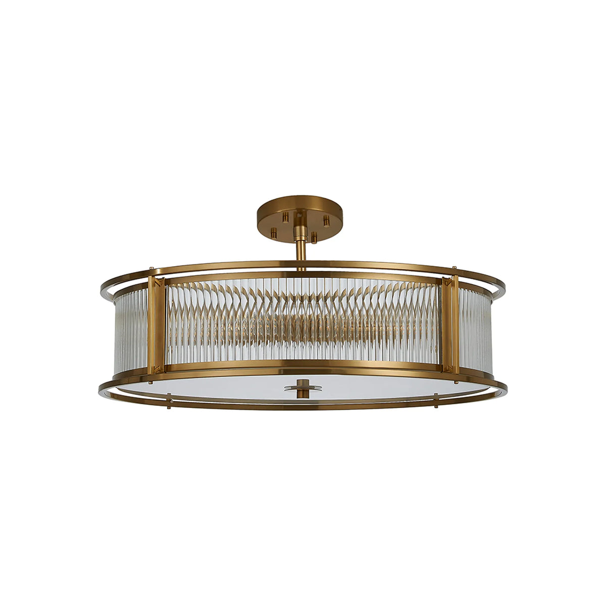 Fabula Jennifer Round Flush/Semi / Convertible Pendant Light – Brass & Clear Glass