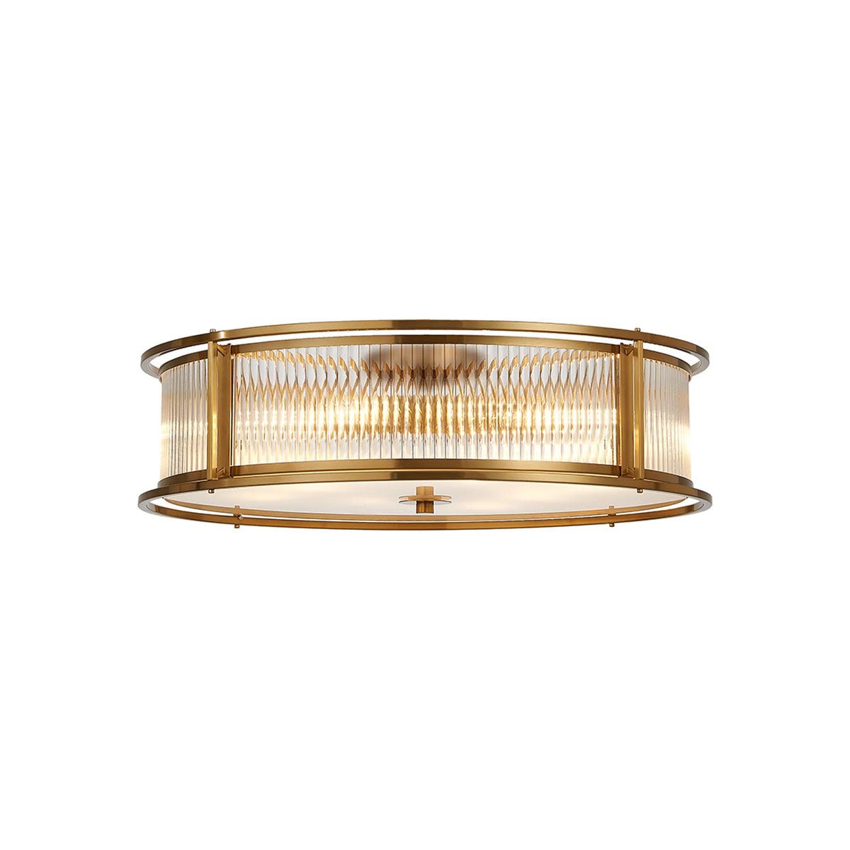 Fabula Jennifer Round Flush/Semi / Convertible Pendant Light – Brass & Clear Glass
