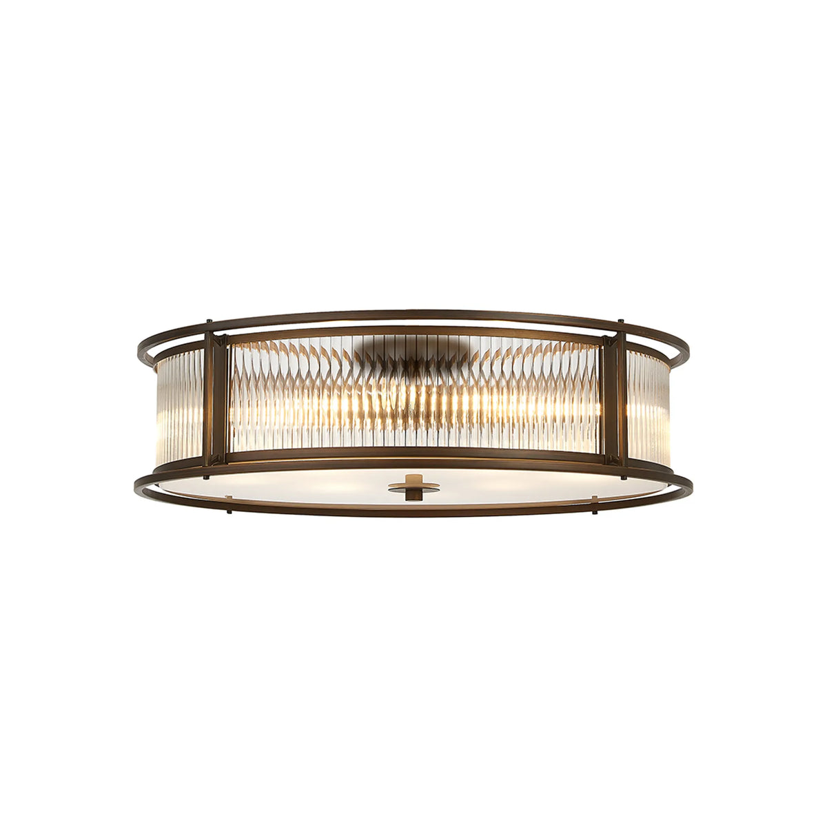 Fabula Jennifer Round Flush/Semi / Convertible Pendant Light – Bronze & Clear Glass