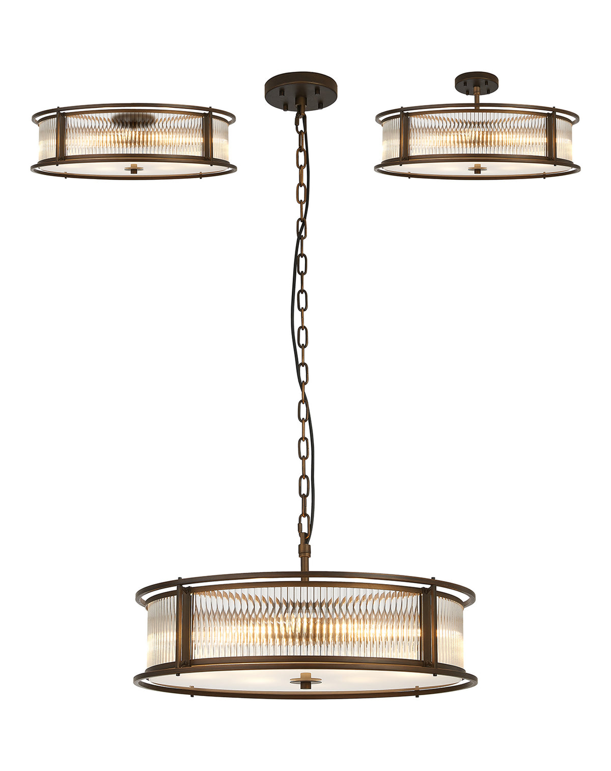 Fabula Jennifer Round Flush/Semi / Convertible Pendant Light – Bronze & Clear Glass 65 cm