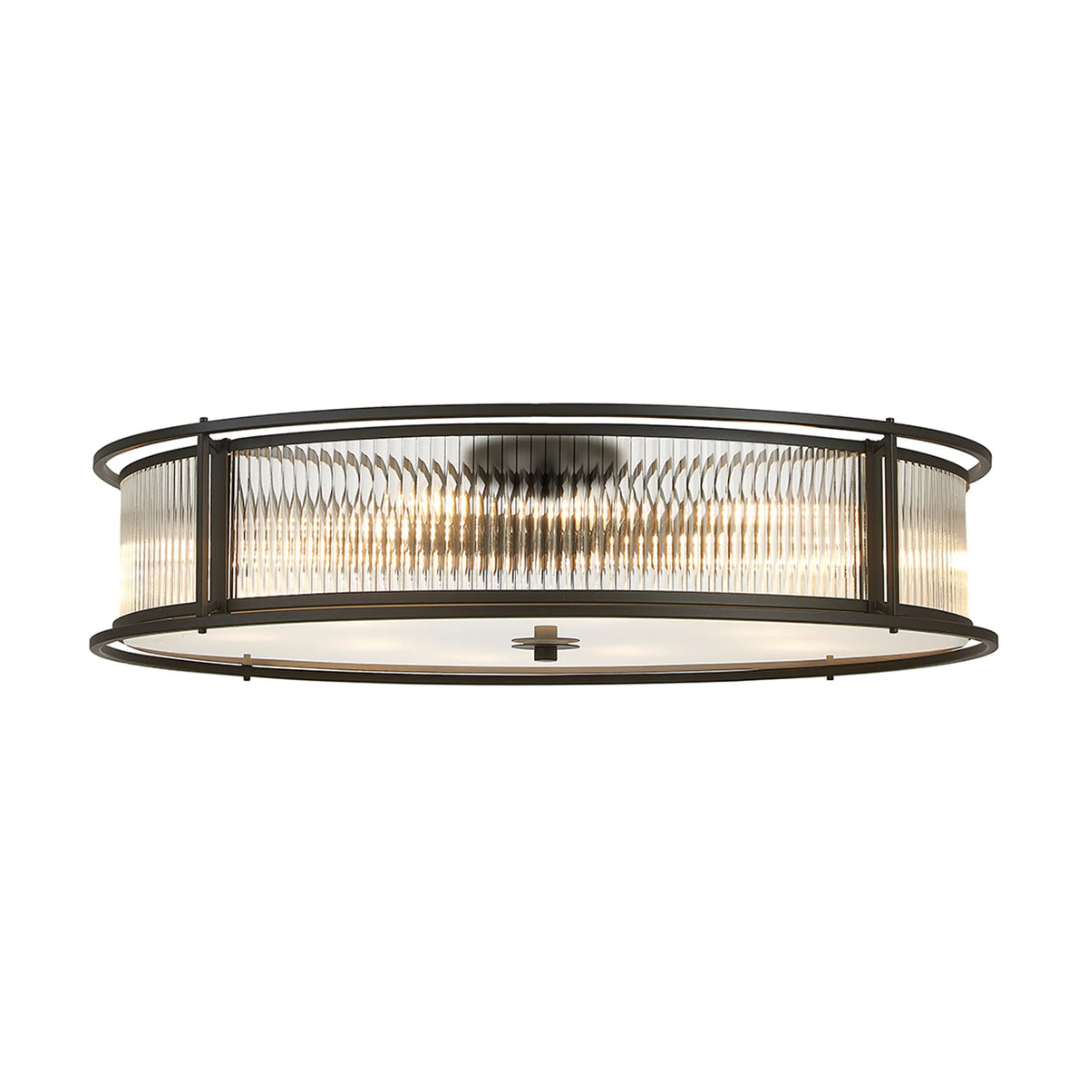 Fabula Jennifer Round Flush/Semi / Convertible Pendant Light – Black & Clear Glass