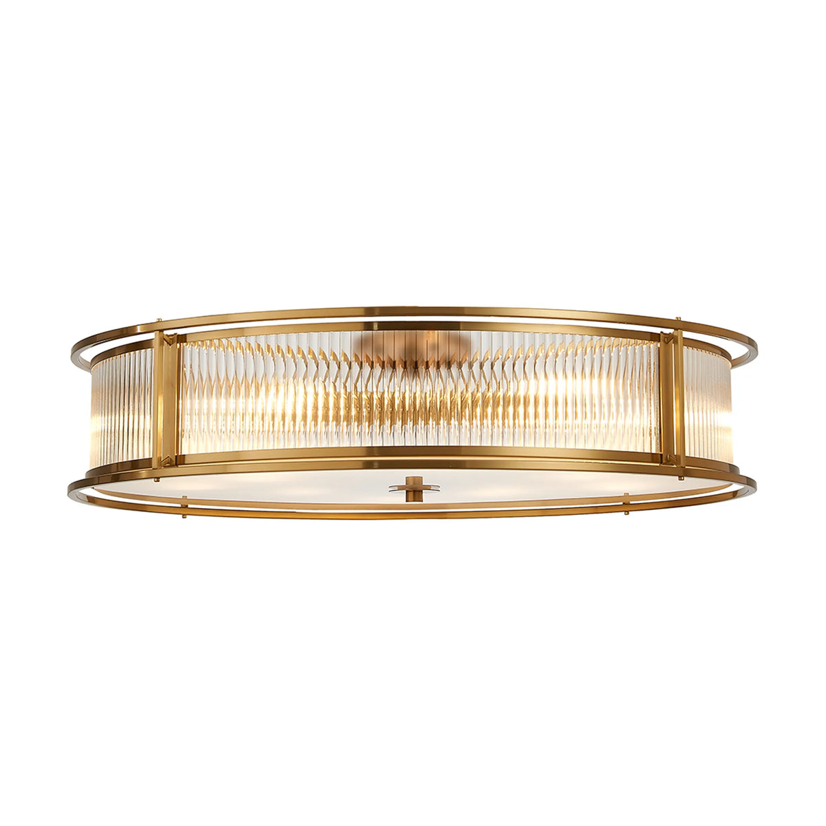 Fabula Jennifer Round Flush/Semi / Convertible Pendant Light – Brass & Clear Glass