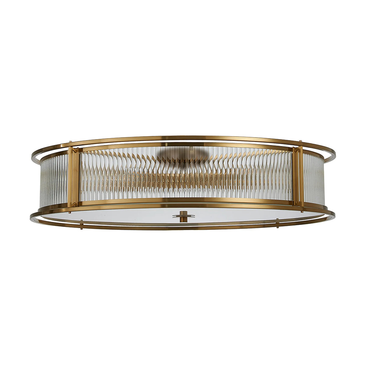 Fabula Jennifer Round Flush/Semi / Convertible Pendant Light – Brass & Clear Glass