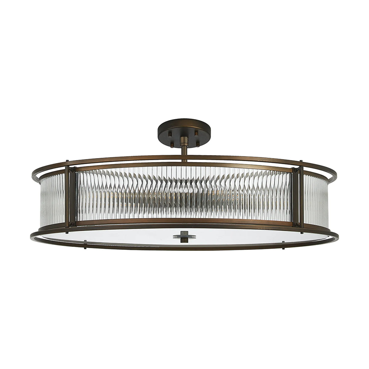 Fabula Jennifer Round Flush/Semi / Convertible Pendant Light – Bronze & Clear Glass