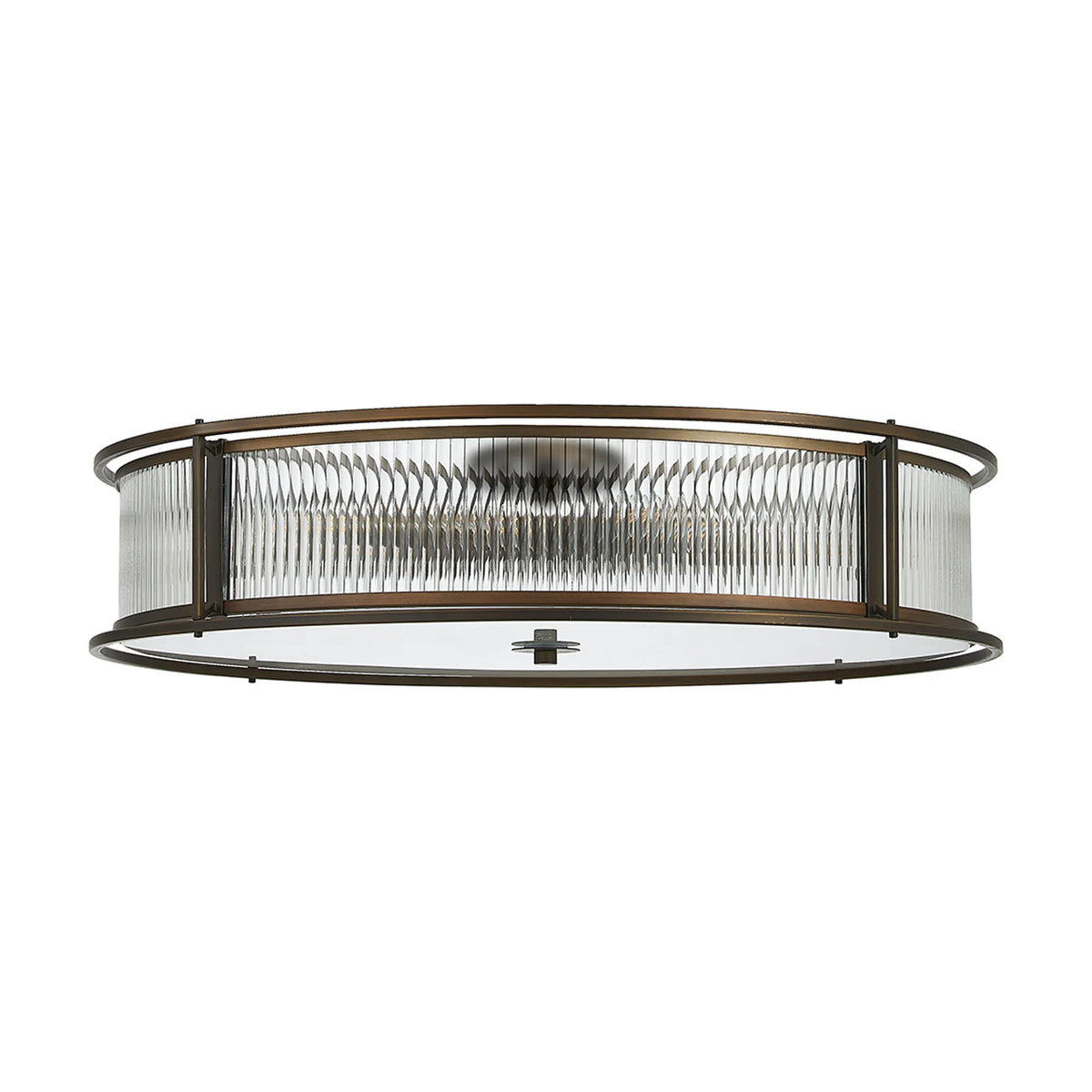 Fabula Jennifer Round Flush/Semi / Convertible Pendant Light – Bronze & Clear Glass