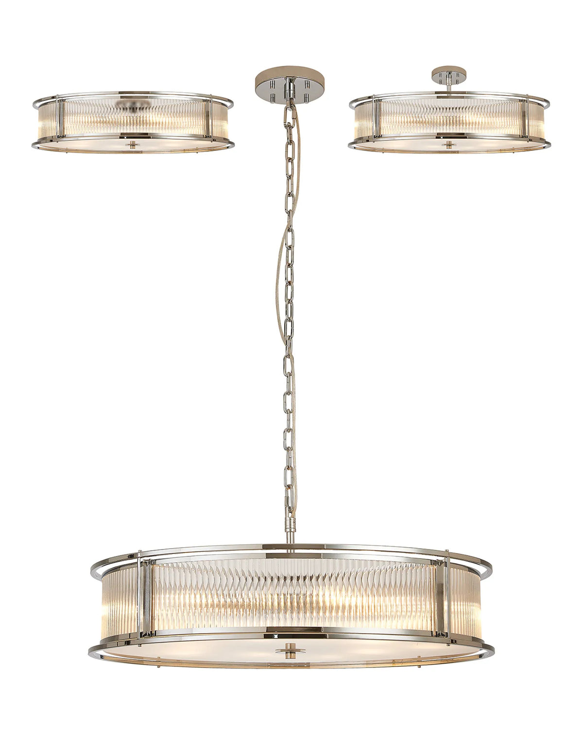 Fabula Jennifer Round Flush/Semi / Convertible Pendant Light – Polished Chrome & Clear Glass 80 cm