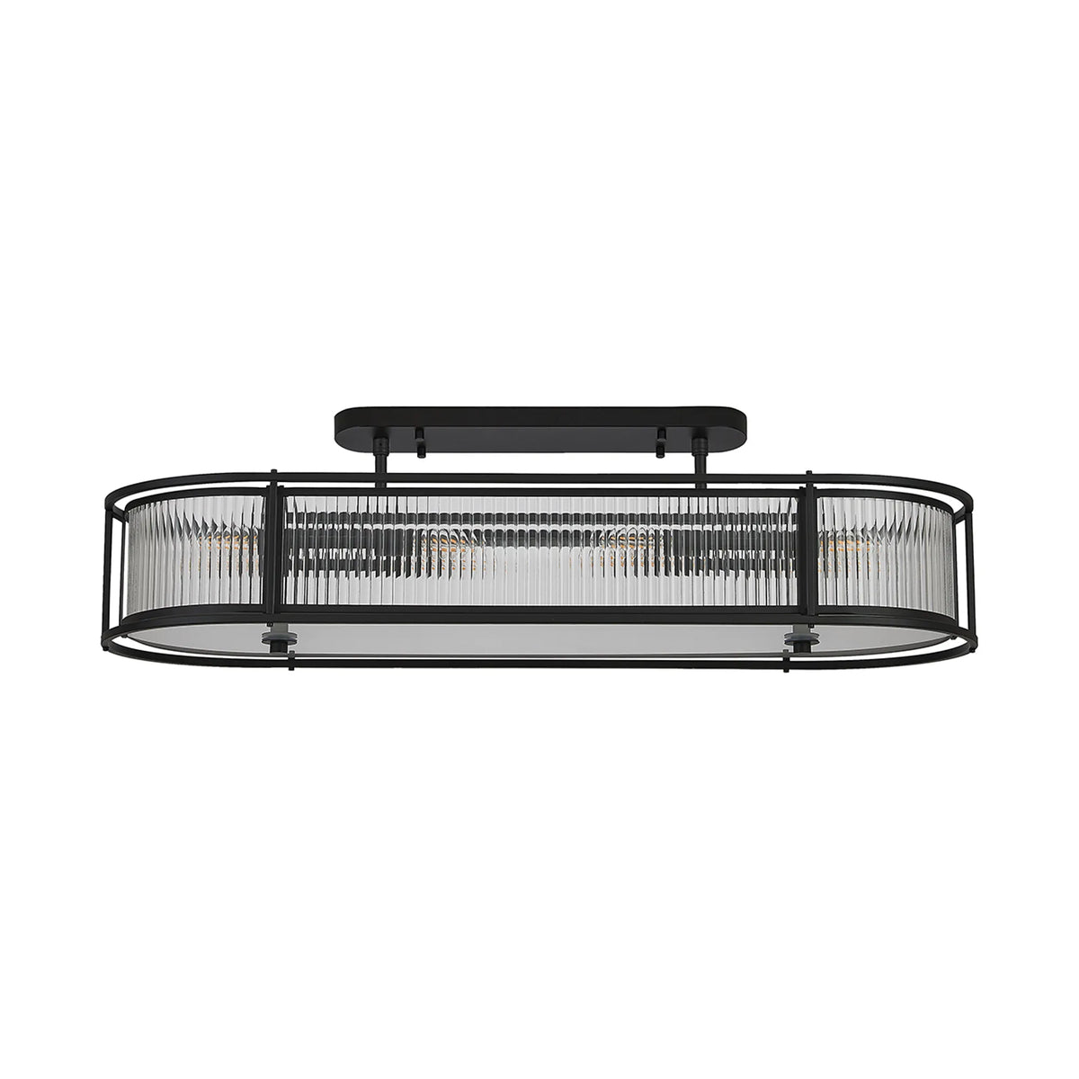 Fabula Jennifer x Oval Flush/Semi / Pendant Light – 100 cm – Satin Black & Clear Glass