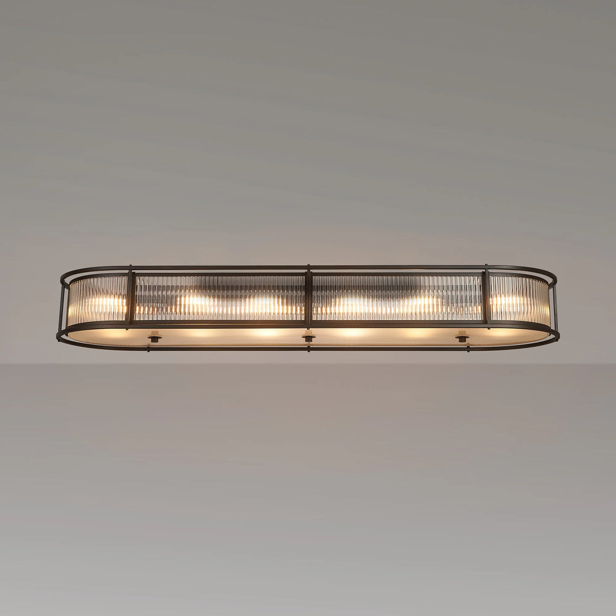 Fabula Jennifer 140 x Oval Flush/Semi / Pendant Light – 140 cm – Satin Black & Clear Glass