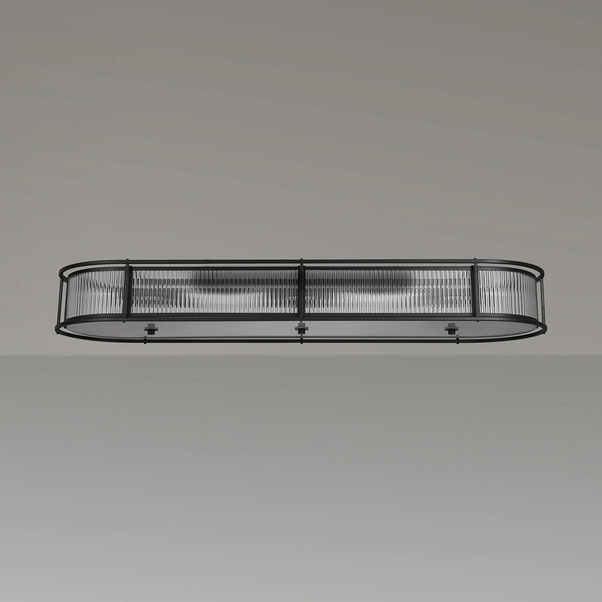 Fabula Jennifer 140 x Oval Flush/Semi / Pendant Light – 140 cm – Satin Black & Clear Glass