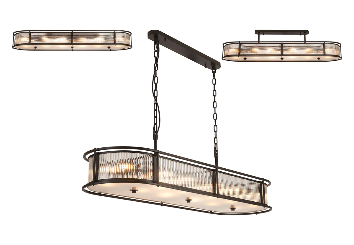 Fabula Jennifer 140 x Oval Flush/Semi / Pendant Light – 140 cm – Satin Black & Clear Glass 140 cm
