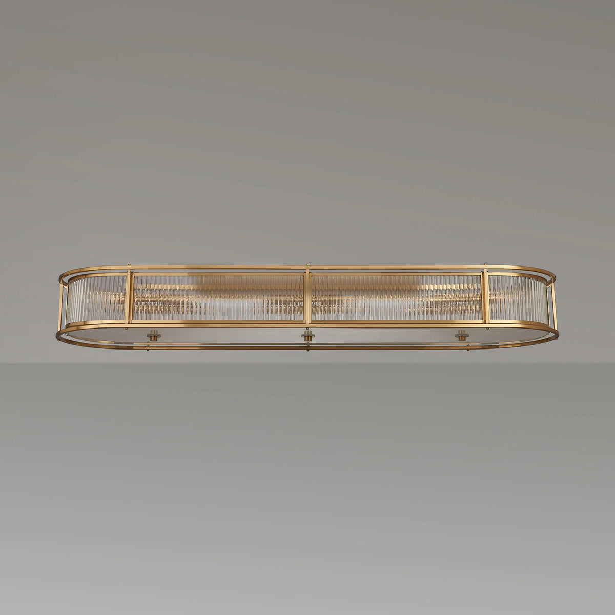 Fabula Jennifer 140 x Oval Flush/Semi / Pendant Light – 140 cm – Brass & Clear Glass