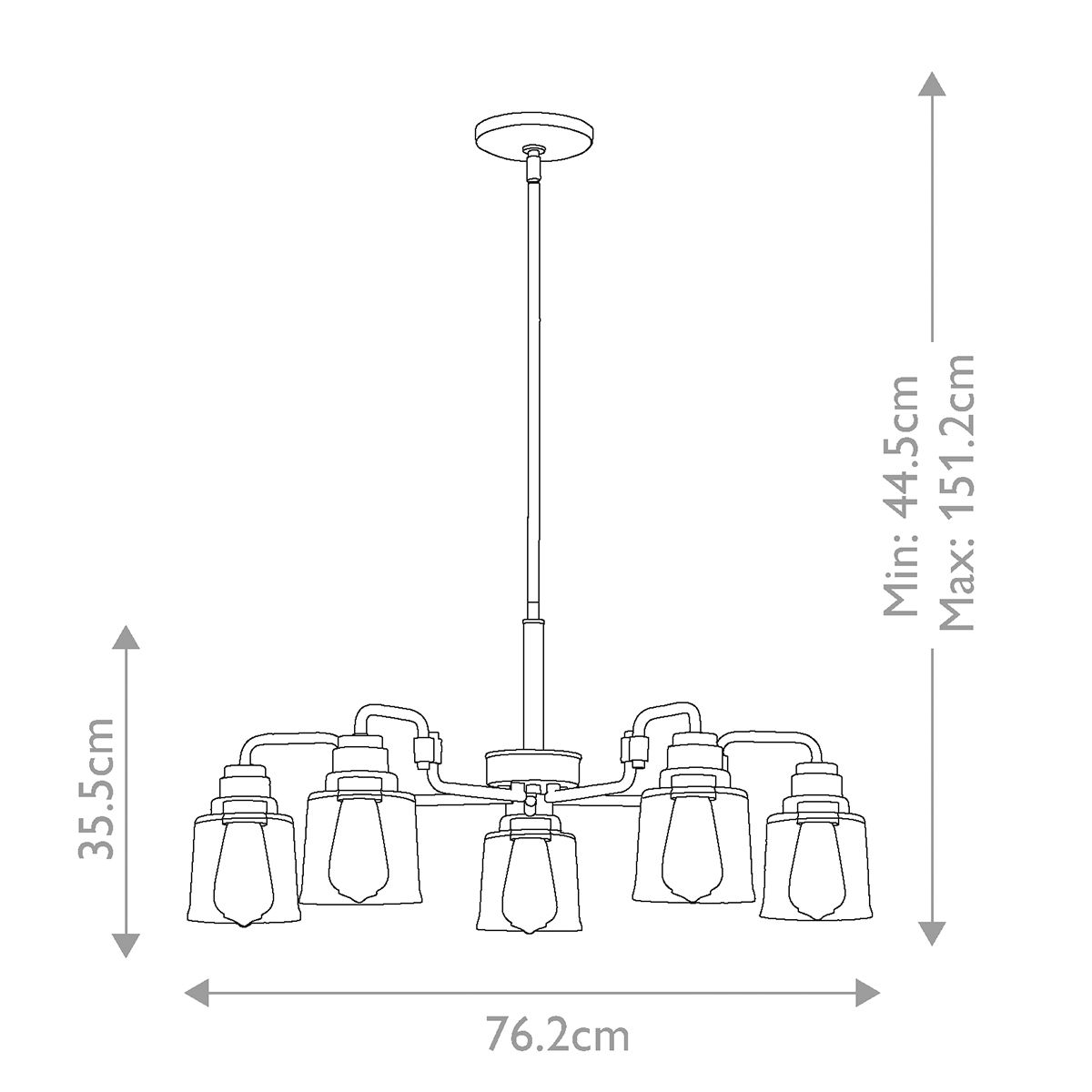 Kichler Aivian 5 Light Chandelier - Weathered Brass