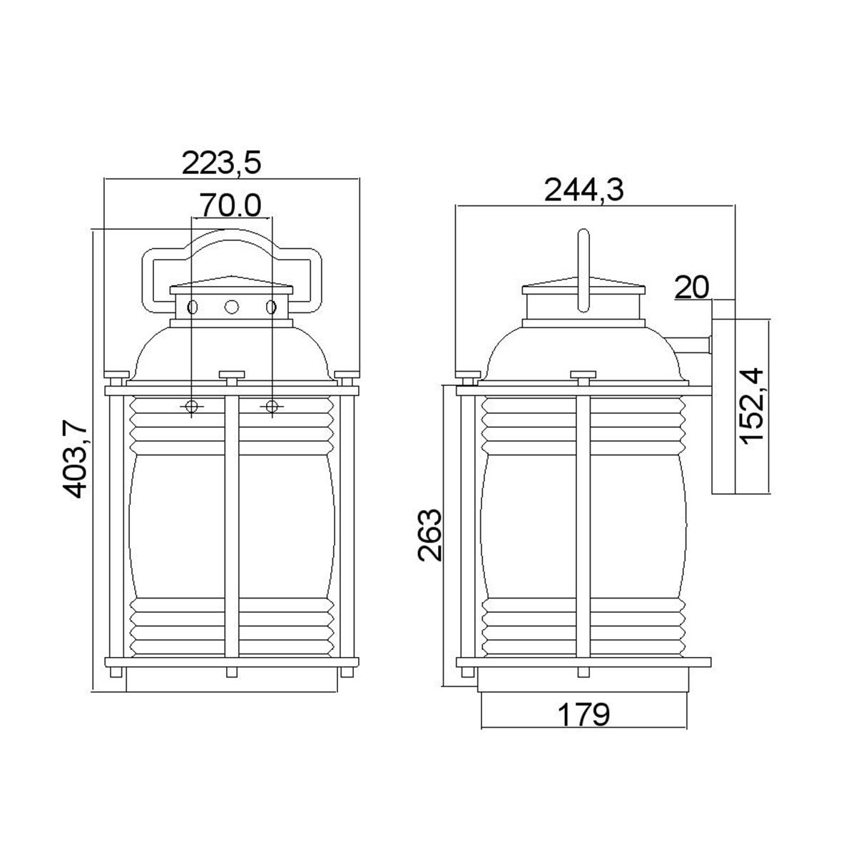 Kichler Ashland Bay Single Large Wall Lantern - Weathered Zinc