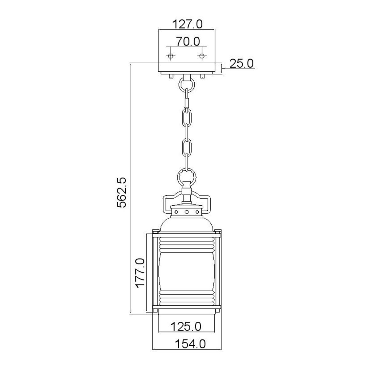 Kichler Ashland Bay Single Small Chain Lantern - Burnished Bronze
