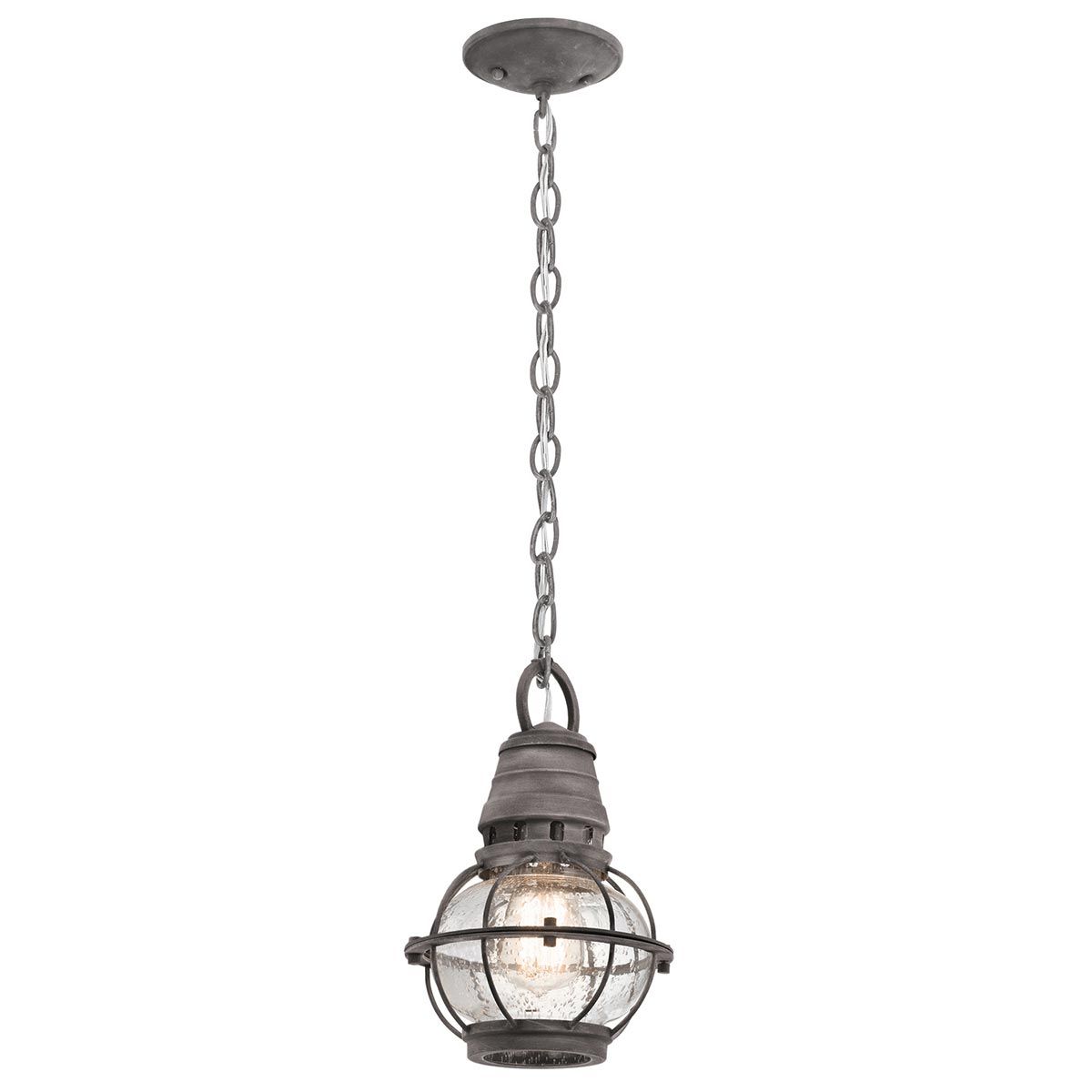 Kichler Bridge Point Single Small Chain Lantern - Weathered Zinc
