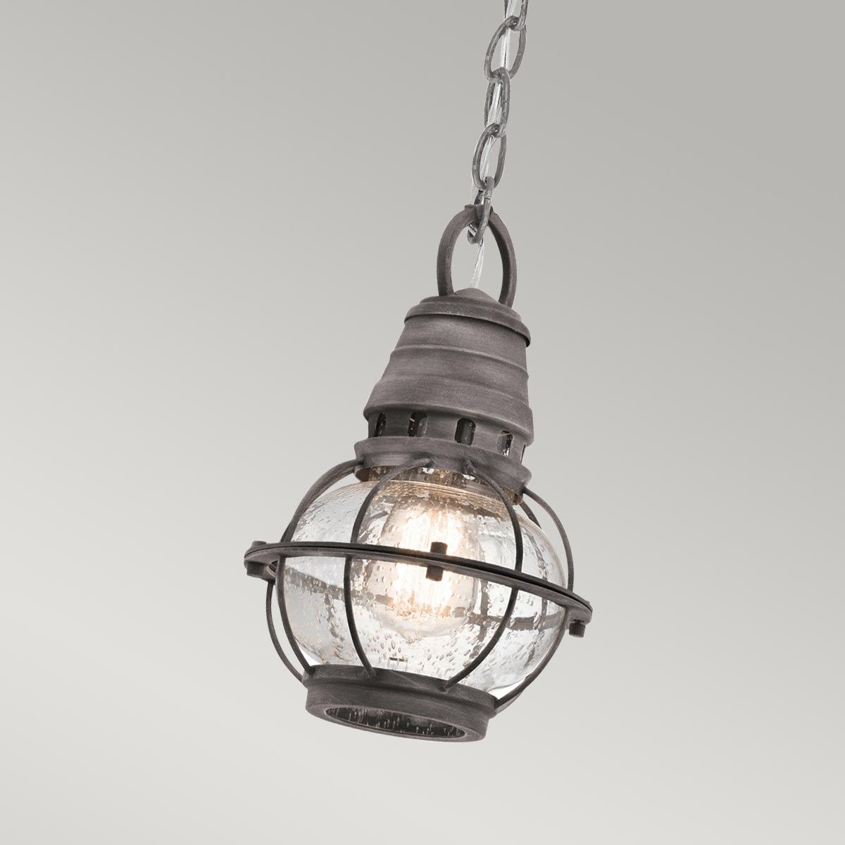 Kichler Bridge Point Single Small Chain Lantern - Weathered Zinc