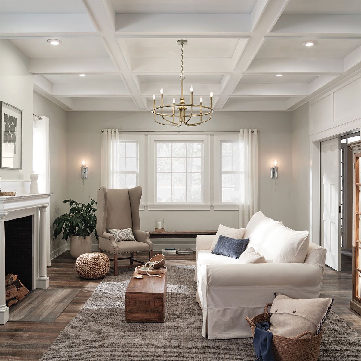 Kichler Capitol Hill 6 Light Chandelier - Painted Natural Brass