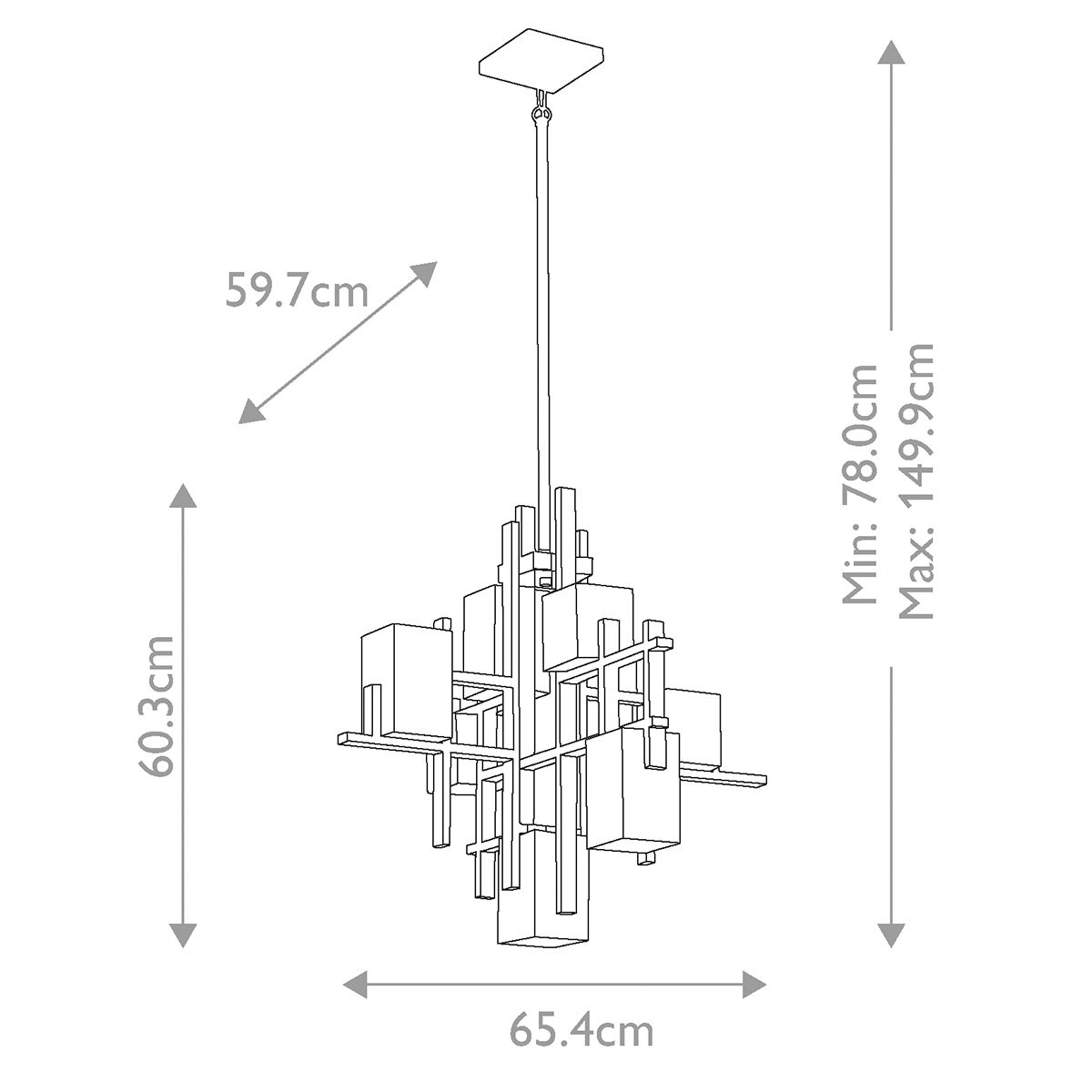 Kichler City Lights 7 Light Chandelier - Classic Pewter