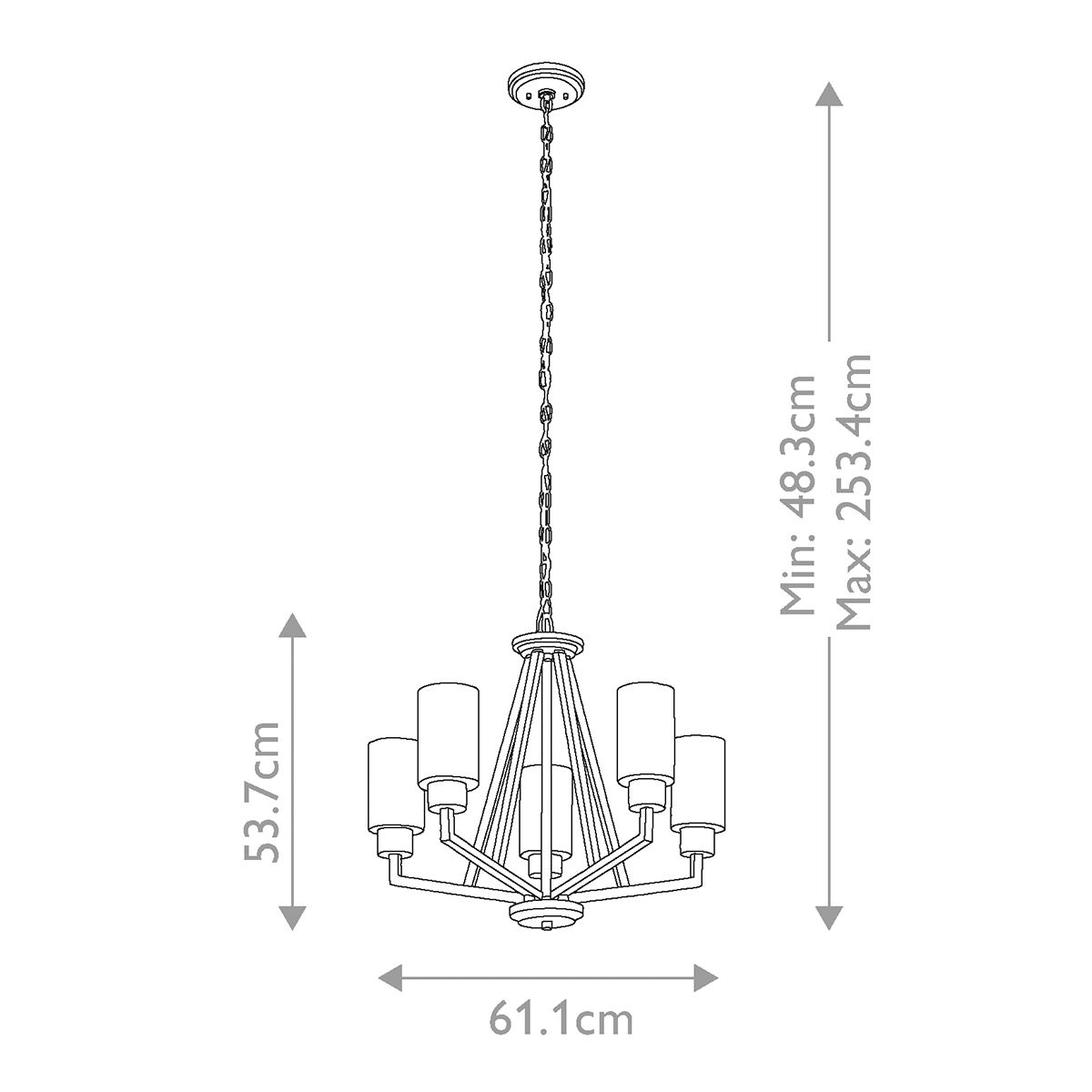 Kichler Deryn 5 Light Chandelier - Distressed Antique Grey