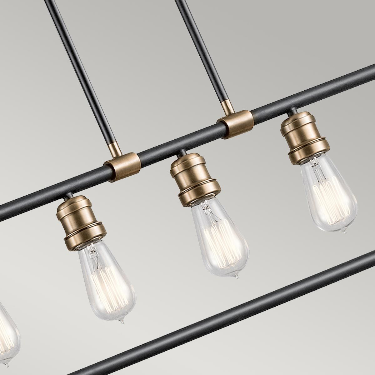 Kichler Imahn 5 Light Linear Chandelier - Black and Natural Brass