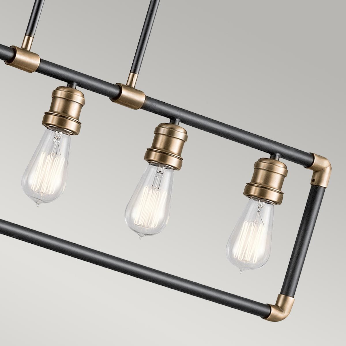 Kichler Imahn 5 Light Linear Chandelier - Black and Natural Brass