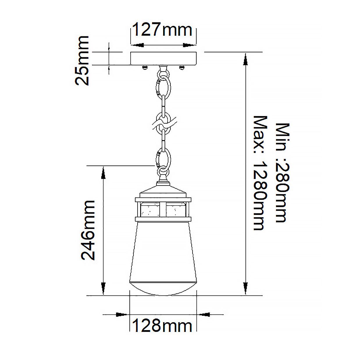 Kichler Lyndon Single Small Chain Lantern - Architectural Bronze