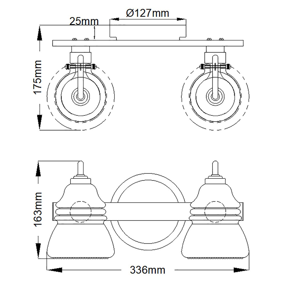 Kichler Talland 2 Light Bathroom Wall Light - Polished Chrome