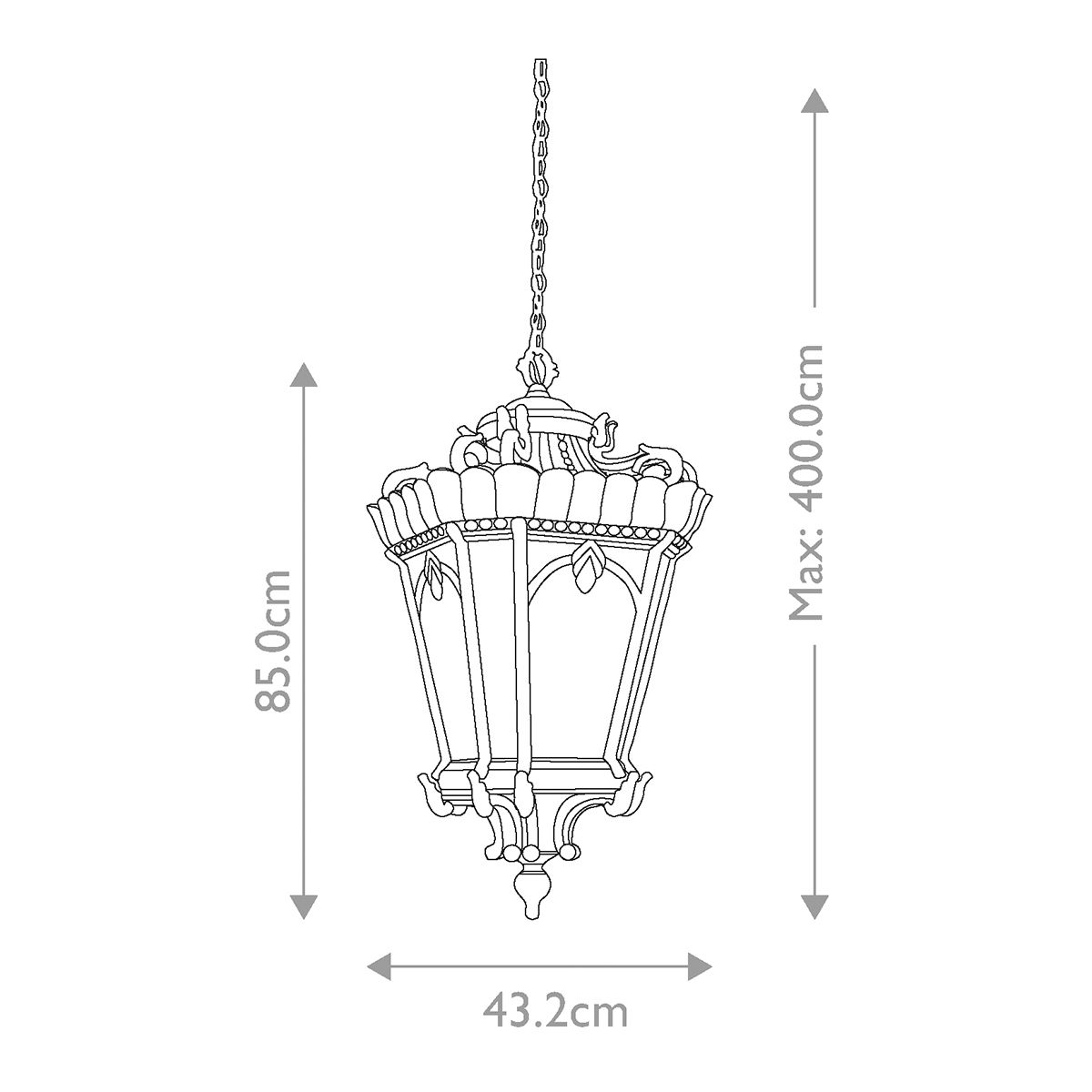 Kichler Tournai Grand 4 Light Extra Large Chain Lantern - Londonderry