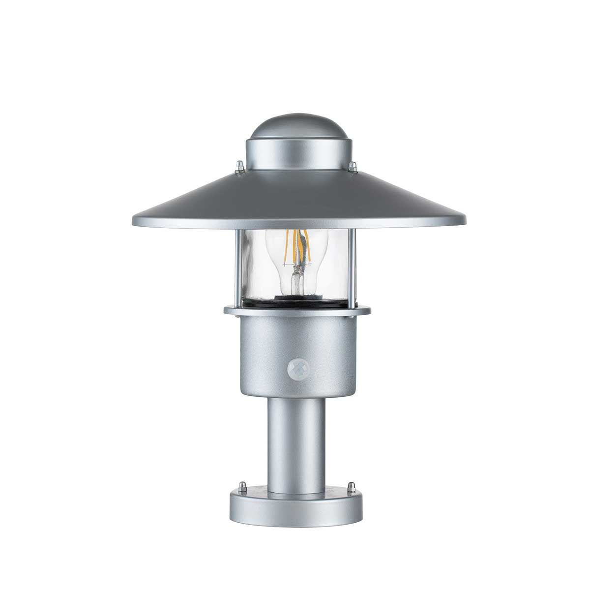 Elstead Klampenborg Single Pedestal with PIR - Silver