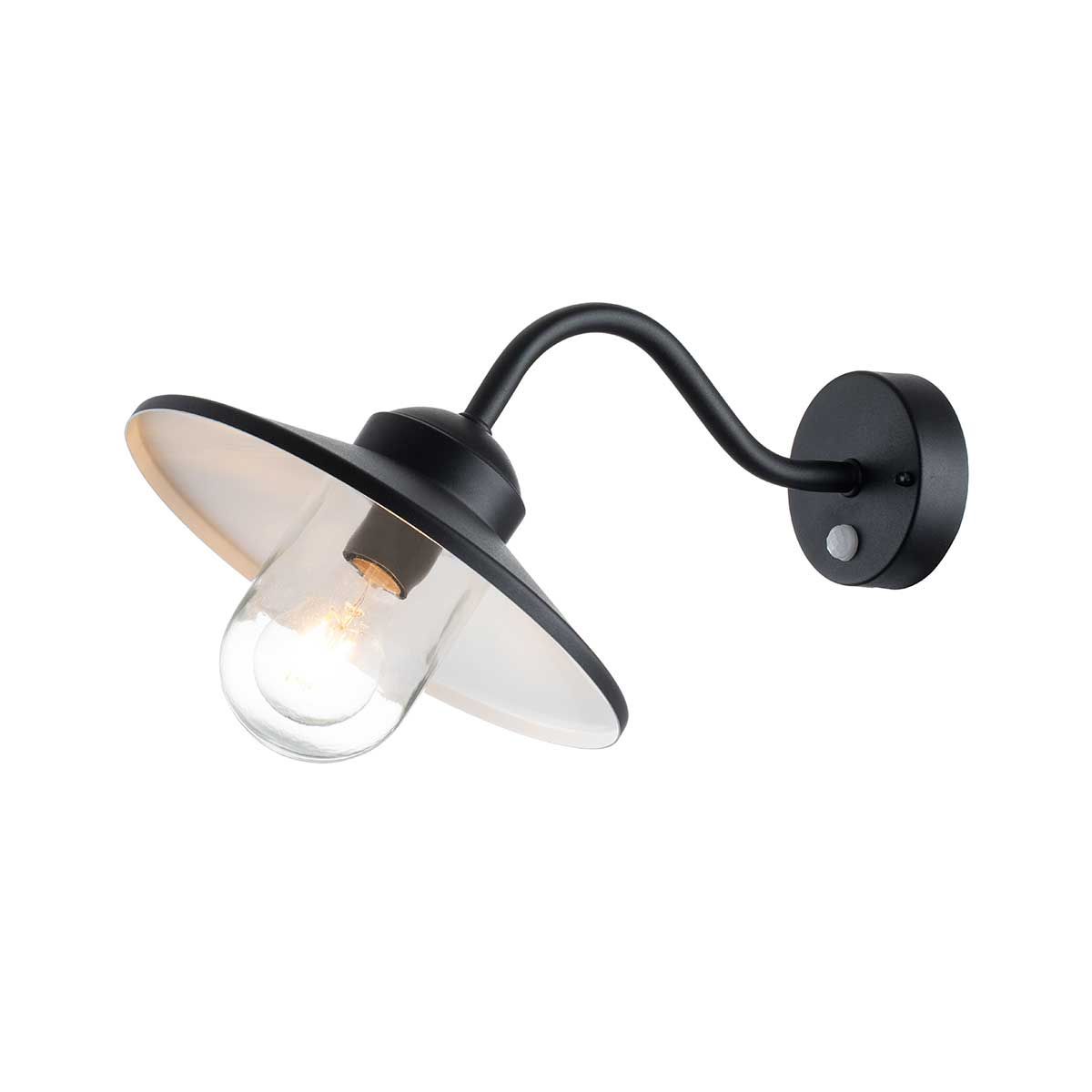 Elstead Klampenborg Single Wall Lantern with PIR - Black
