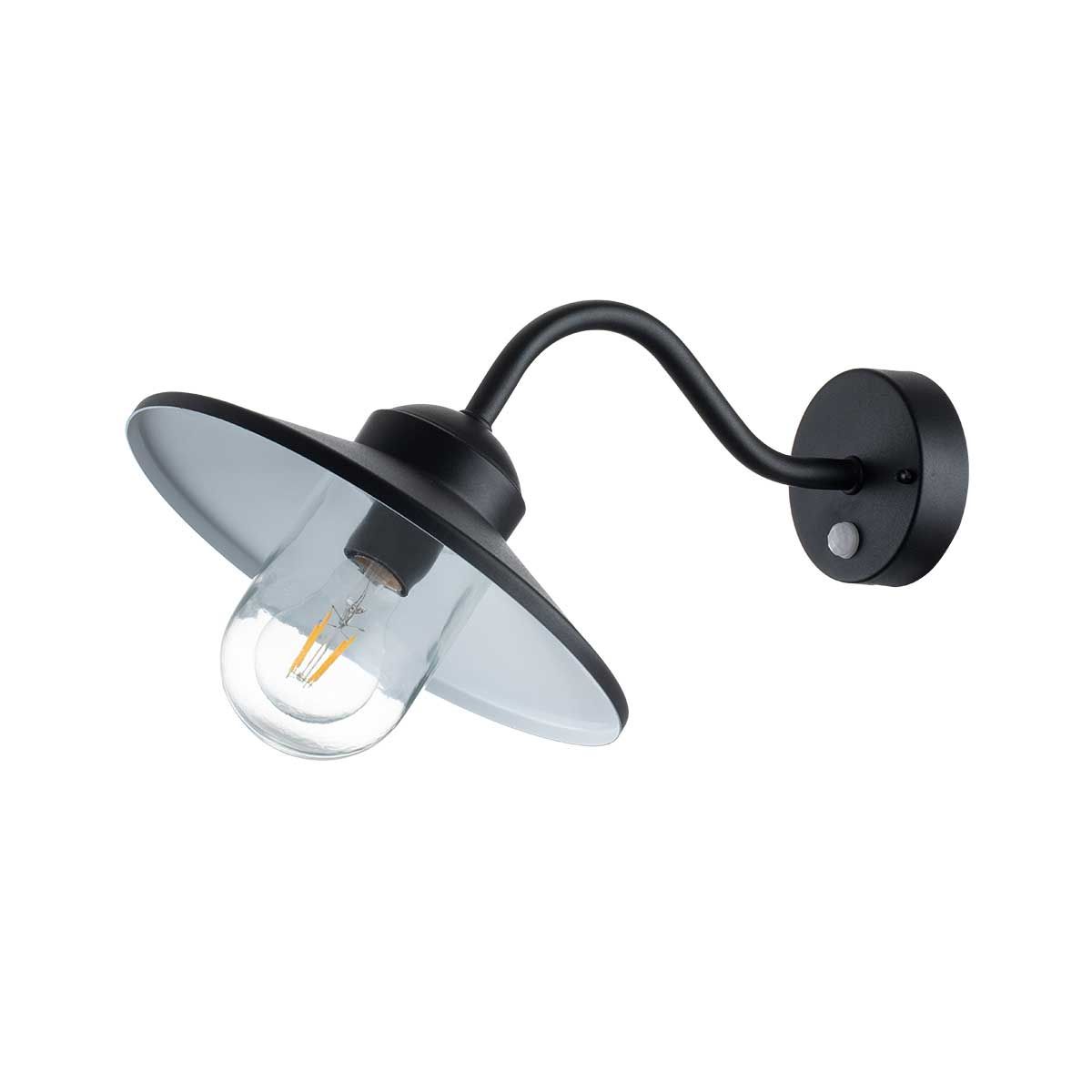 Elstead Klampenborg Single Wall Lantern with PIR - Black