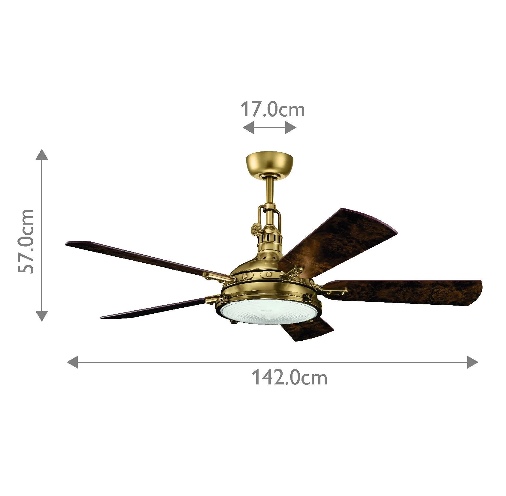Kichler Hatteras Bay 56" LED Fan - Burnished Antique Brass