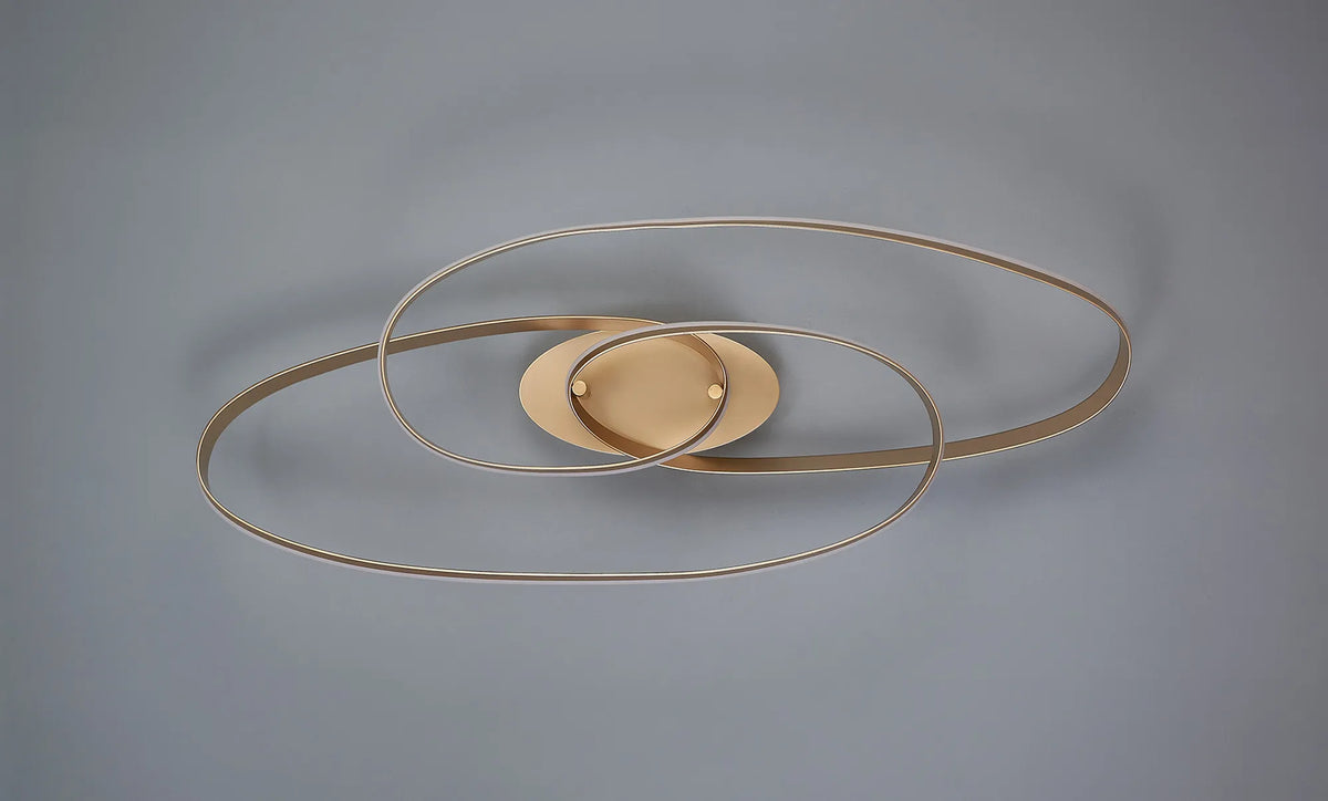 Fabula Laven Double Loop Flush Ceiling Light – 100.5 cm – Gold