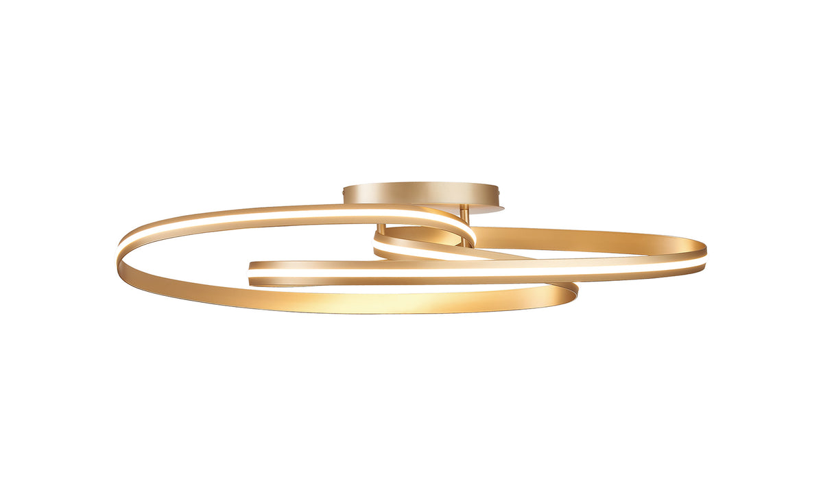 Fabula Laven Double Loop Flush Ceiling Light – 100.5 cm – Gold 100.5 cm