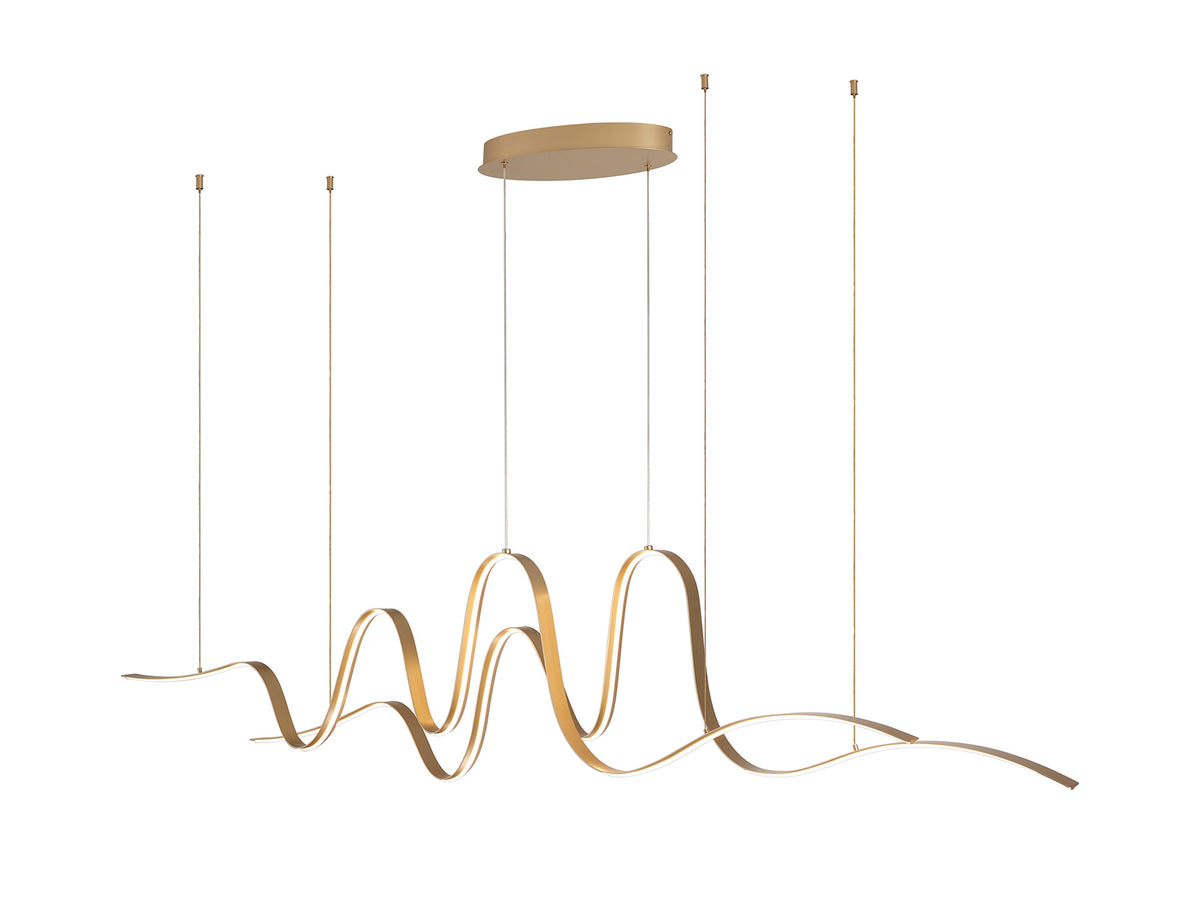 Fabula Laven Double Wave Pendant Light – Gold 198 cm