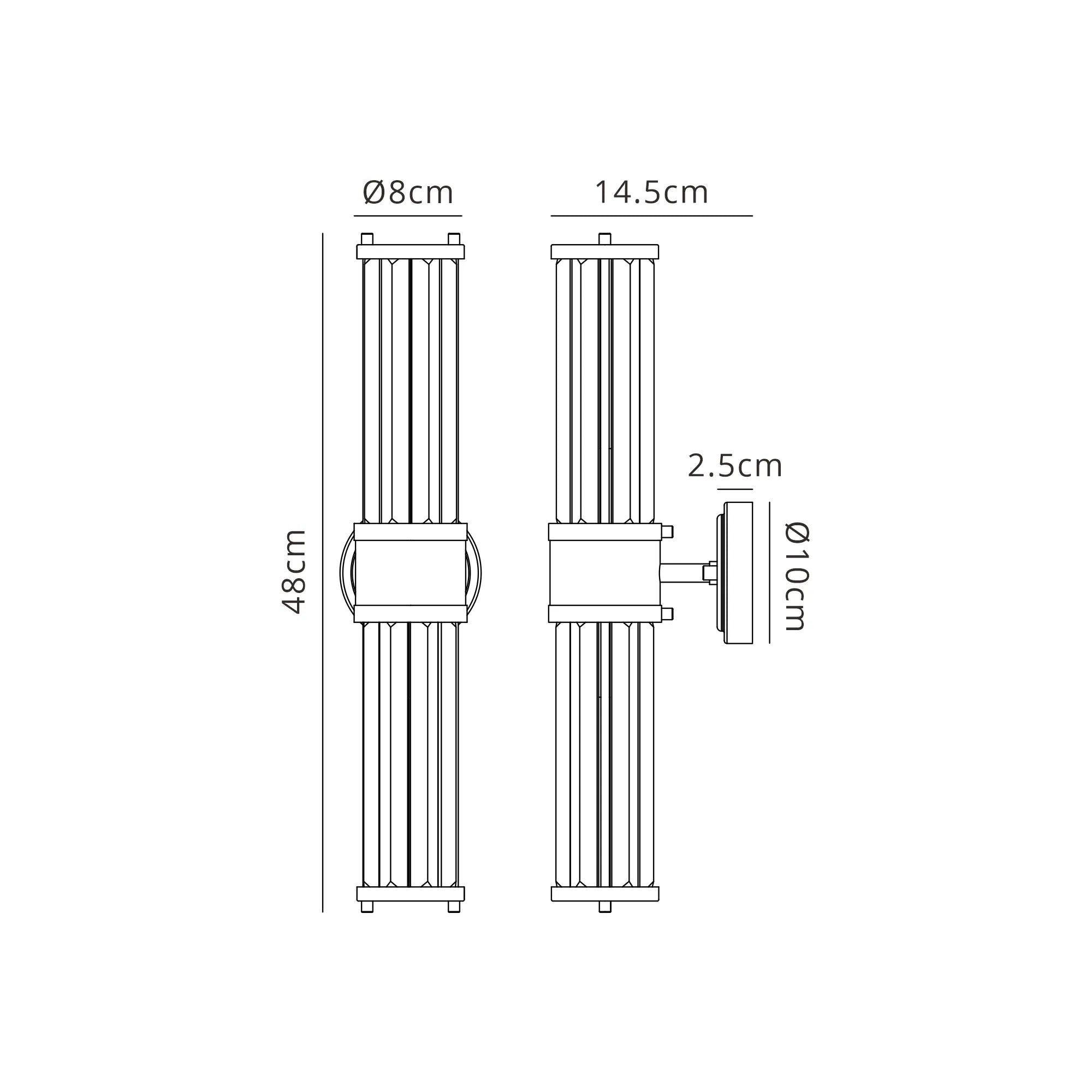 Fratton 2 Light Crystal Wall Up & Down IP44 - Antique Brass & Clear Crystal