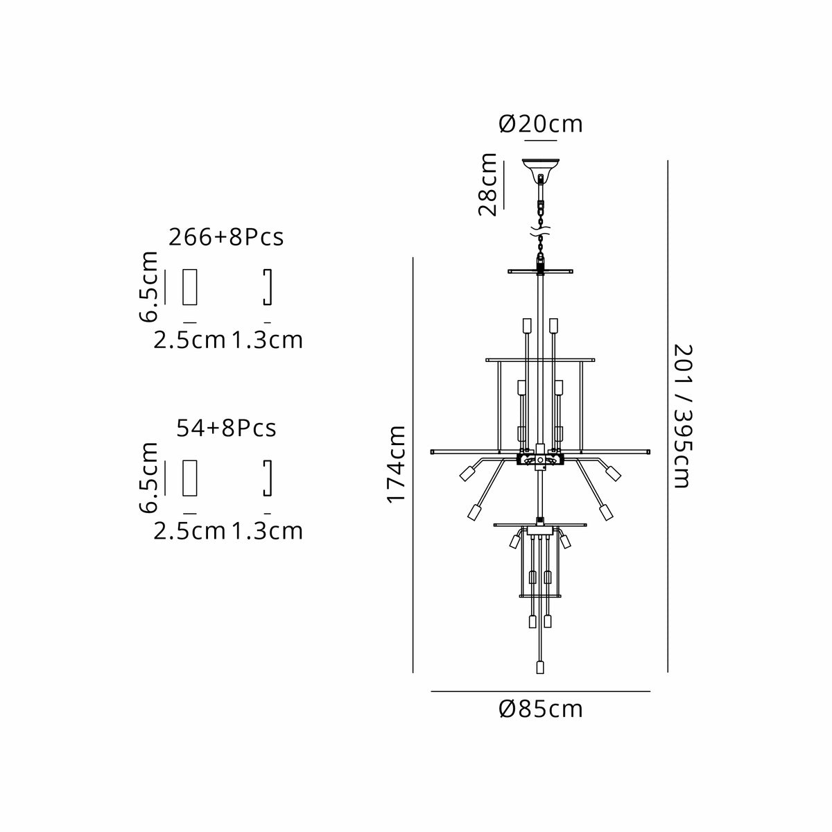 Fabula Ashby Round Tall Pendant Light – 85 cm – Satin Nickel & Clear Glass