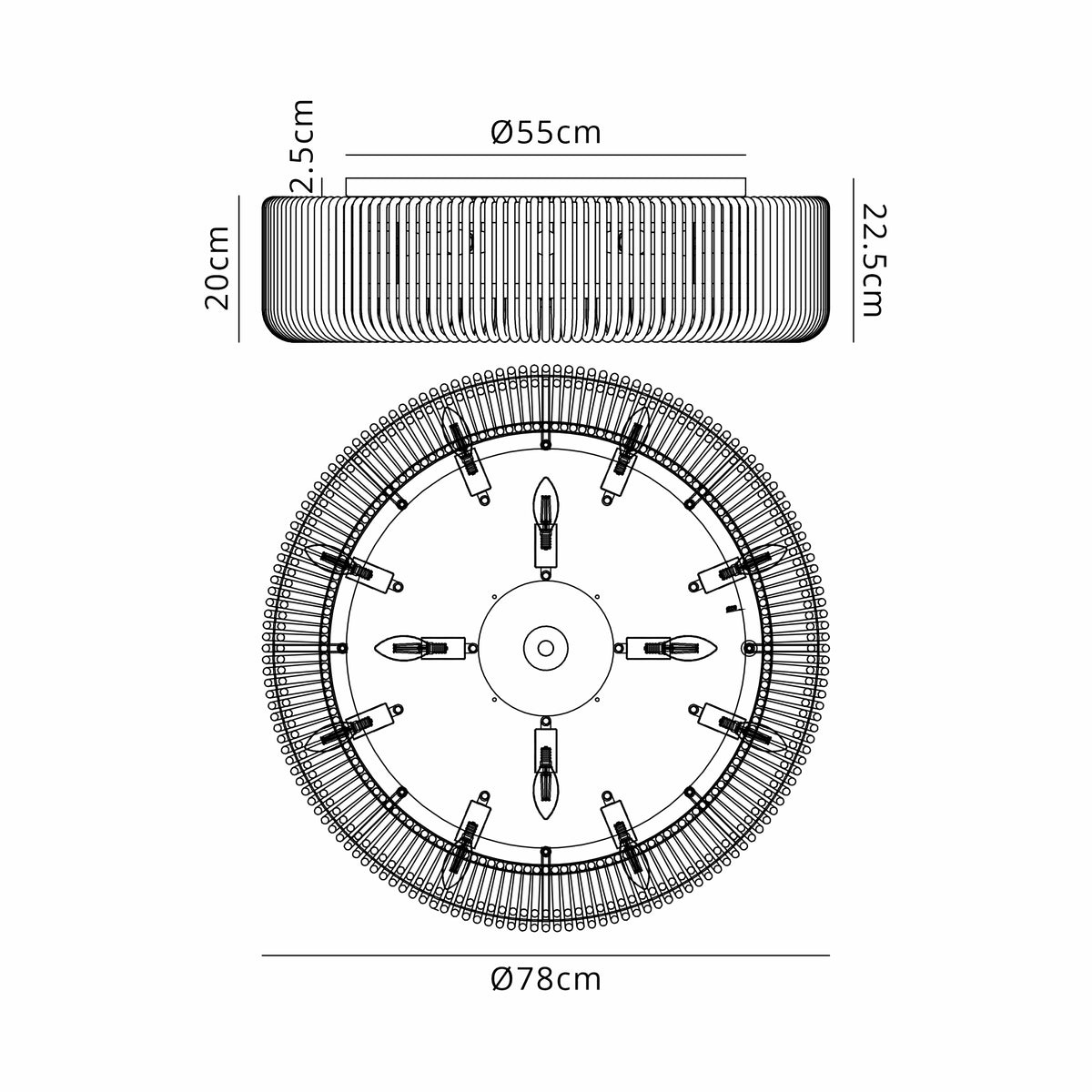 Fabula Hutton Round Flush Ceiling Light – Black & Smoke Glass