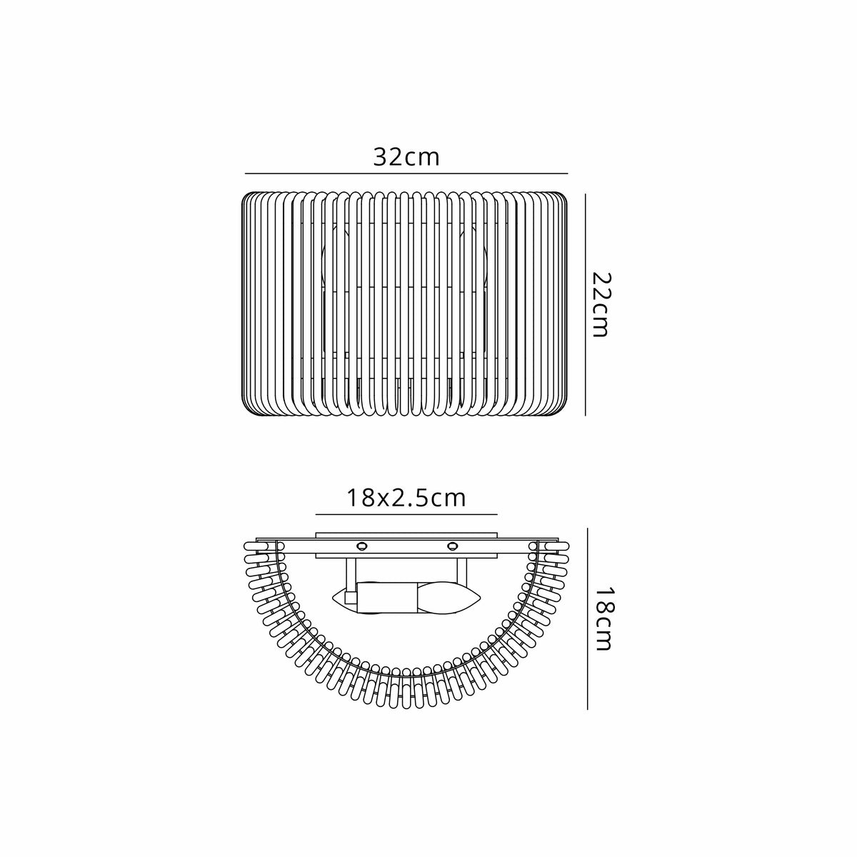 Fabula Hutton 32 x Medium Wall Light – 32 cm – Black & Smoke Glass