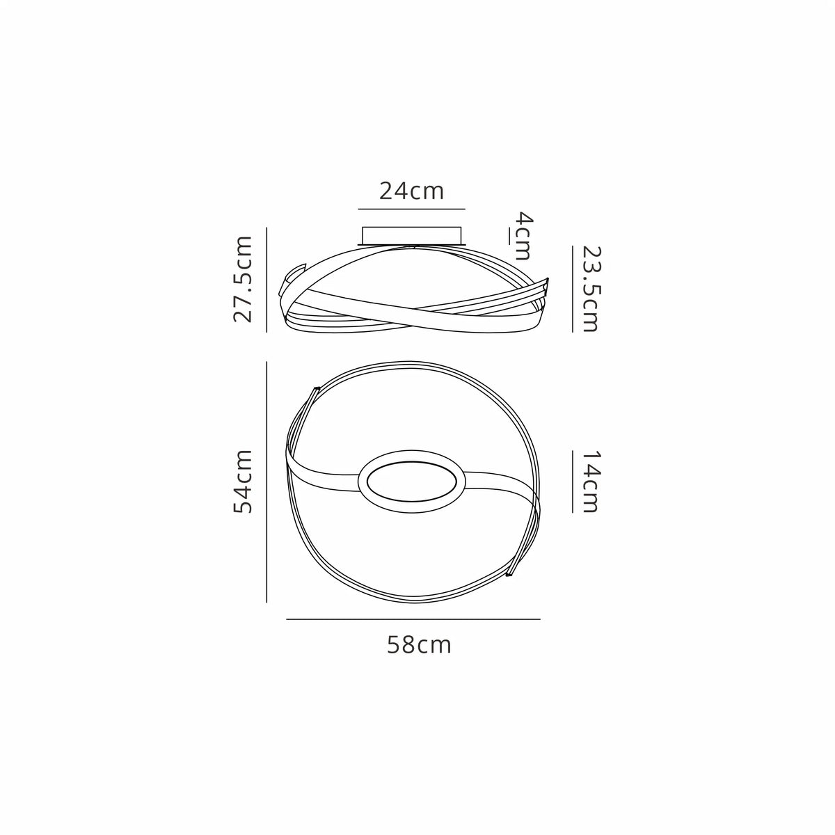 Fabula Laven Loop Semi Flush Ceiling Light – 58 cm – Gold