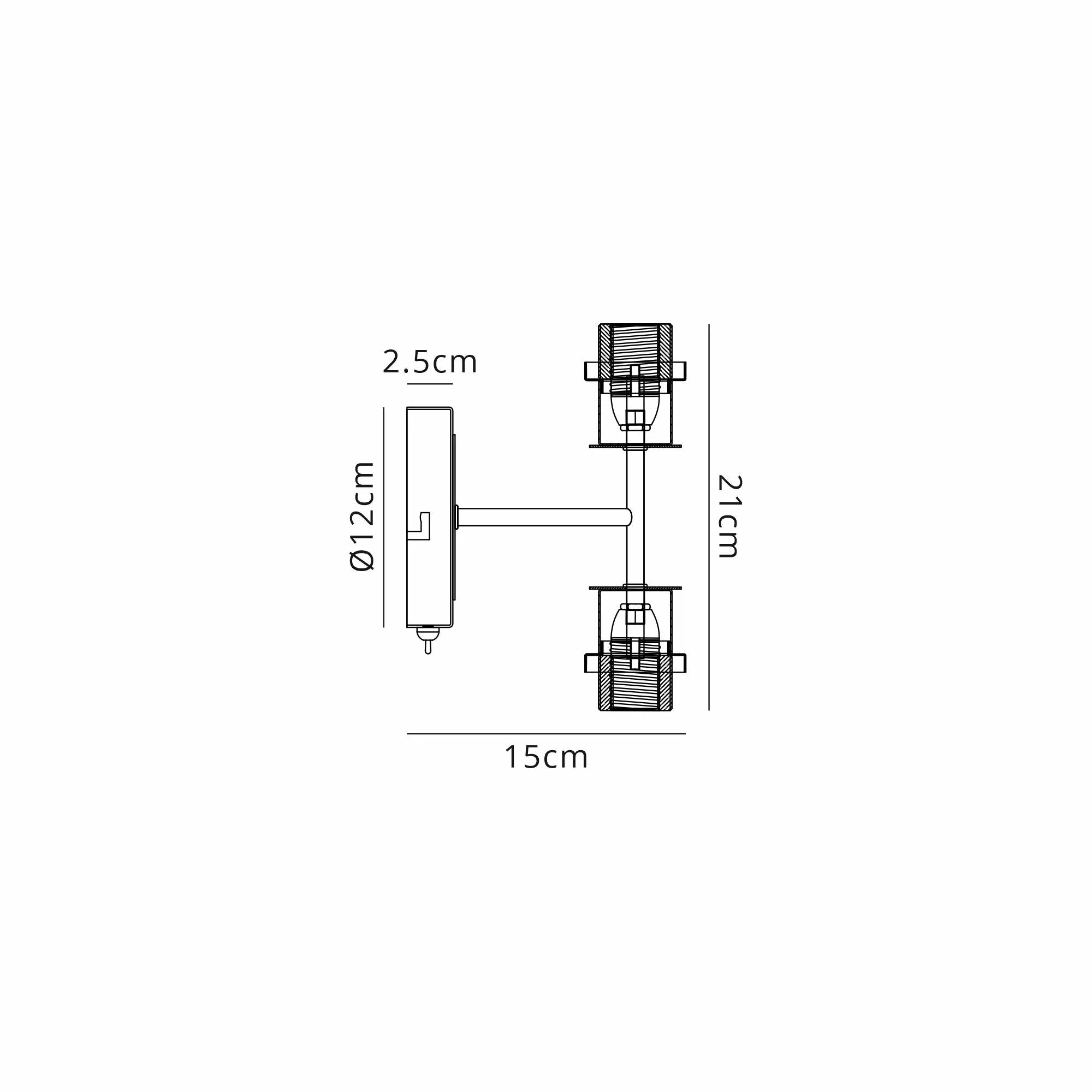 Sycamore Wall Light -Switched 2 Light - Satin Nickel & Satin Black