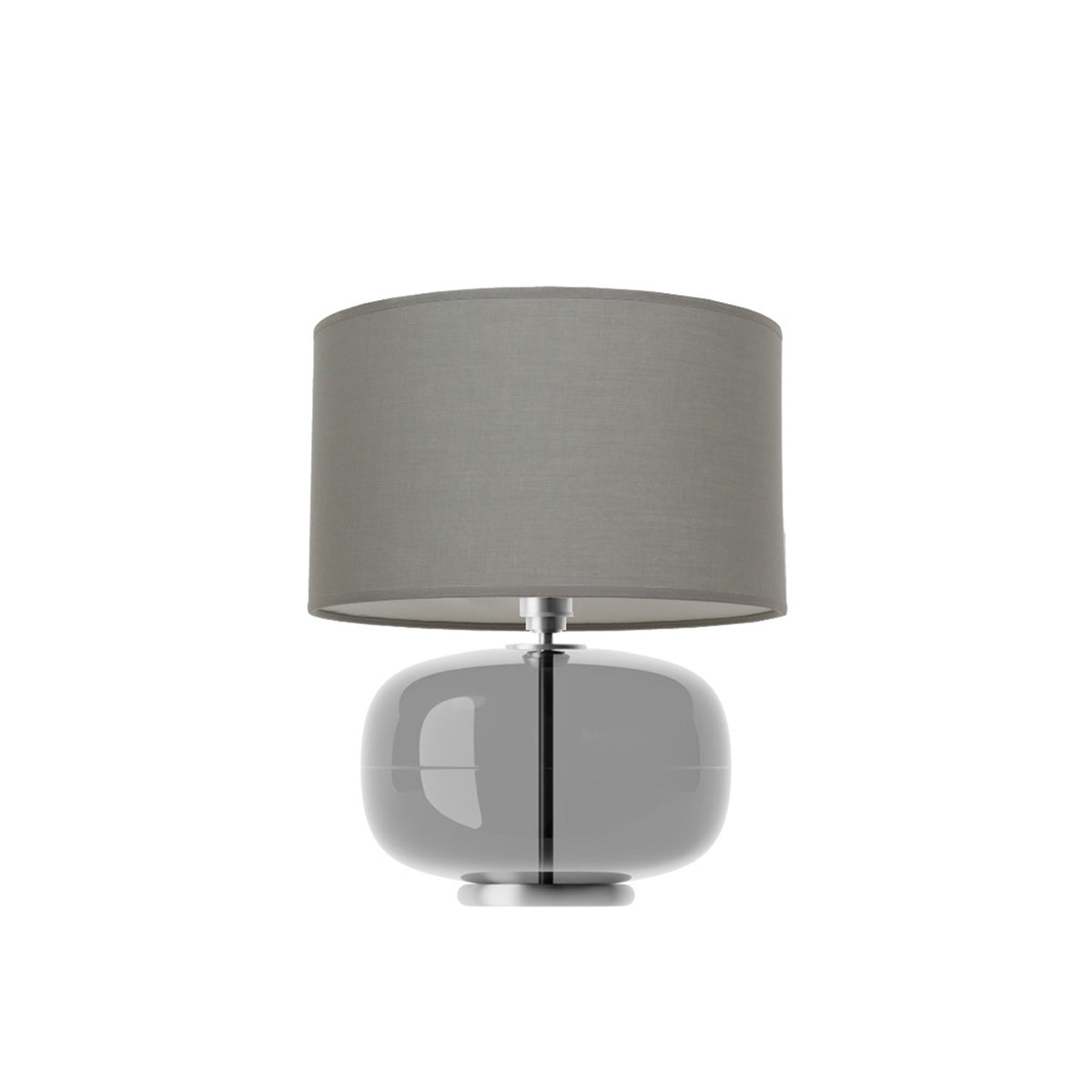 Leverint Archway Table Lamp in smoky transparent black glass, studio shot on white with a grey drum shade (not included)