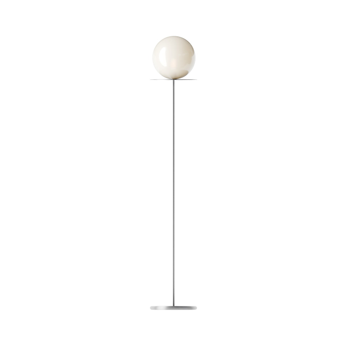 Leverint Marble Floor Lamp with an opaque white glass globe on a slim metal stem and round base, studio shot on white