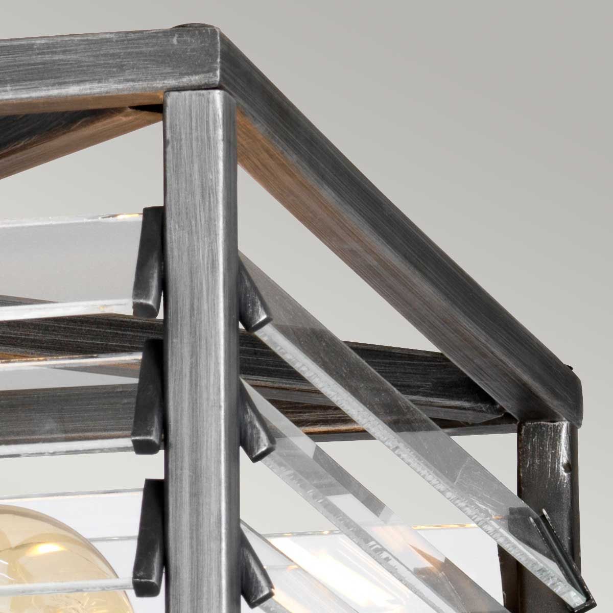 Elstead Louvre 4 Light Flush Fitting - Painted Gunmetal