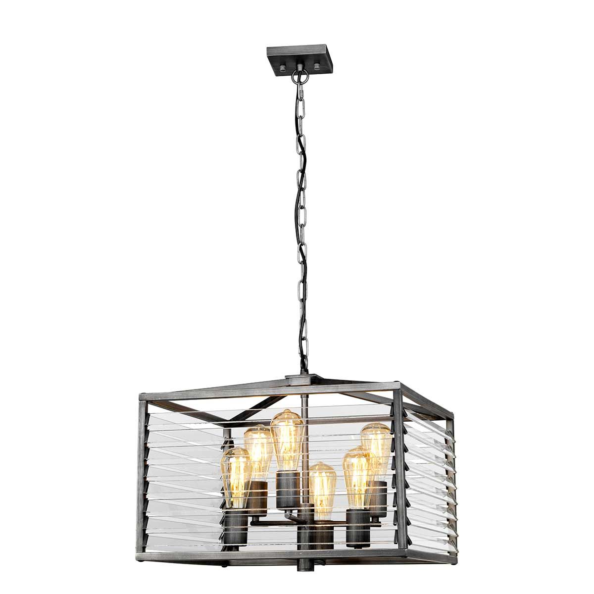 Elstead Louvre 6 Light Pendant - Painted Gunmetal